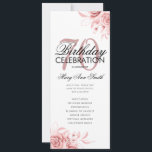 Floral 70th Birthday Programme Rose Gold Menu<br><div class="desc">Design élégant "Programme de fête d'anniversaire" avec arrangement floral en or Rose avec texte personnalisé.</div>