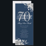 Floral 70th Birthday Programme Silver Navy avec me<br><div class="desc">Design élégant "Programme de fête d'anniversaire" avec arrangement floral en argent avec texte personnalisé.</div>