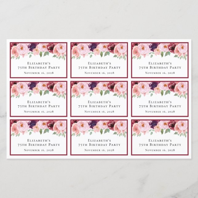 Floral 75e anniversaire fête sans cadeau Enclôture (Dos)