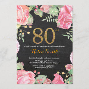 Floral 80e anniversaire Invitation Parties scintil