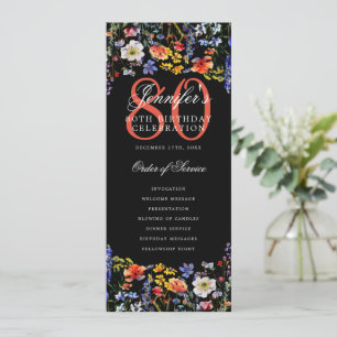Floral 80e Anniversaire Programme Merci noir