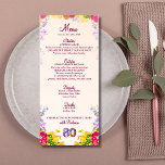 Floral 80th Birthday Menu Card élégant 80 ans<br><div class="desc">Floral 80th Birthday Menu Card élégant 80 ans. Fêtez une étape spéciale avec cette carte de menu élégante et personnalisable, idéale pour une fête de 80e anniversaire. La partie avant comporte des sections joliment conçues pour les entrées, les entrées, les desserts et les boissons. Le dos offre un message sincère....</div>