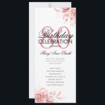 Floral 80th Birthday Programme Rose Gold Menu<br><div class="desc">Design élégant "Programme de fête d'anniversaire" avec arrangement floral en or Rose avec texte personnalisé.</div>