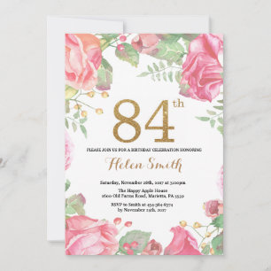 Floral 84e anniversaire Invitation Parties scintil