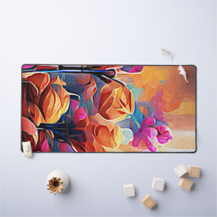 Floral Abstract Art Orange Red Blue Flowers