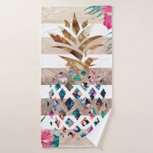 Floral Ananas or rayé design