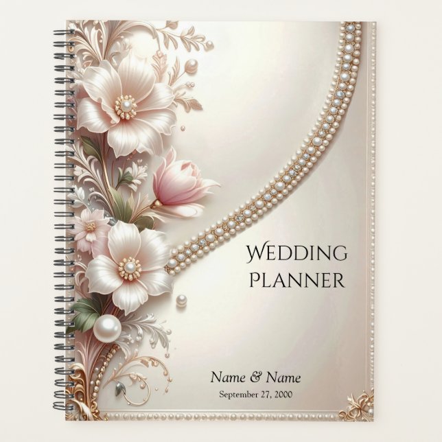 Floral and Pearl Embellishments Planner (Devant)