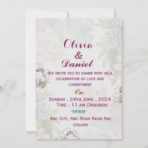 Floral Anglais Mariage Invitations