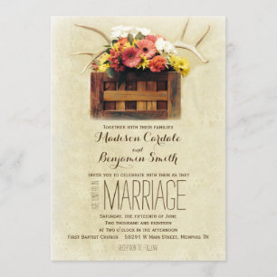 Floral Antlers Boho Invitations de mariage rustiqu