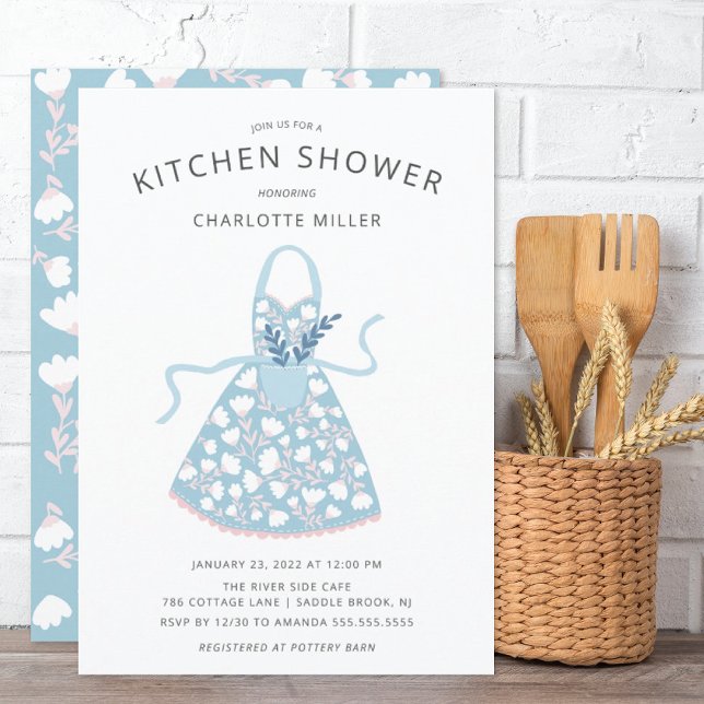  Floral Apron Kitchen Bridal Shower Invitation (Créateur téléchargé)