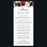 Floral Aquarelle Bourgogne Bleu Menu Mariage<br><div class="desc">Elégante Burgundy Marsala Blue Watercolor Floral Mariage Carte - Blue Back</div>