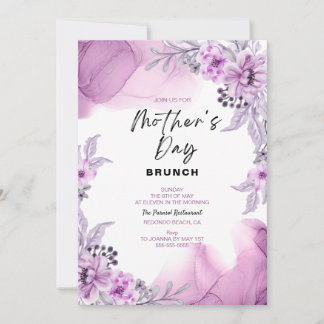 Floral Aquarelle Fête des mères Brunch Invitation