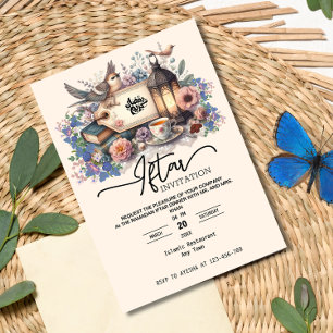 Floral Aquarelle lanterne ramadan Iftar Invitation