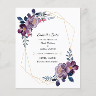 Floral Aquarelle Purple Mariage Enregistrer La Dat