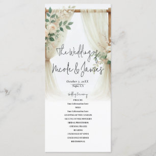 Floral Arc en bois Vert Rose Mariage Programme