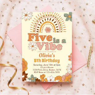 Floral Arc-en-ciel 5e anniversaire Invitation