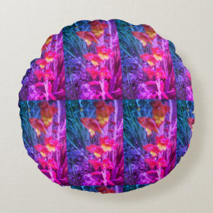 Floral arc-en-ciel - Coussin rond