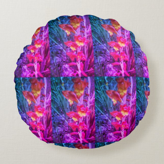 Floral arc-en-ciel - Coussin rond (Devant)