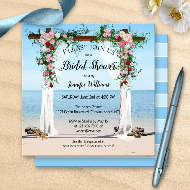 Floral Arch Beach Invitation de la douche nuptiale (Créateur téléchargé)