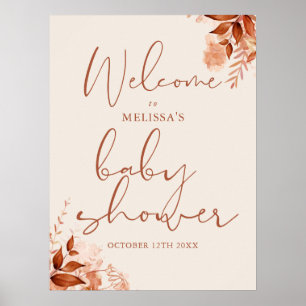 Floral Automne Baby shower d'automne Affiche de bi
