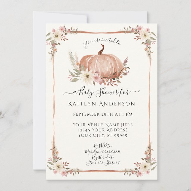 Floral Automne Citrouille Aquarelle botanique Baby (Devant)