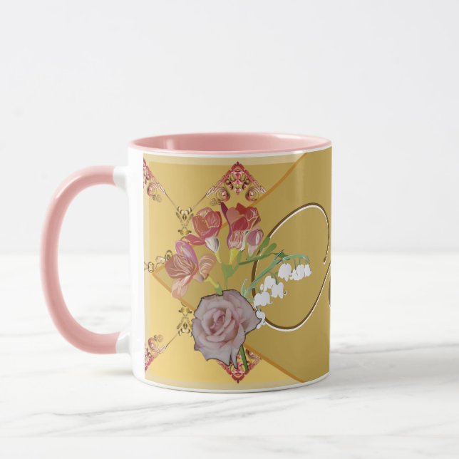 Floral avec nom Mug (Gauche)