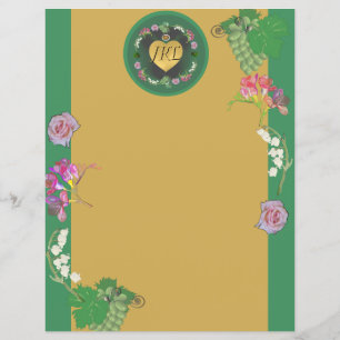 Floral avec raisins vert/or