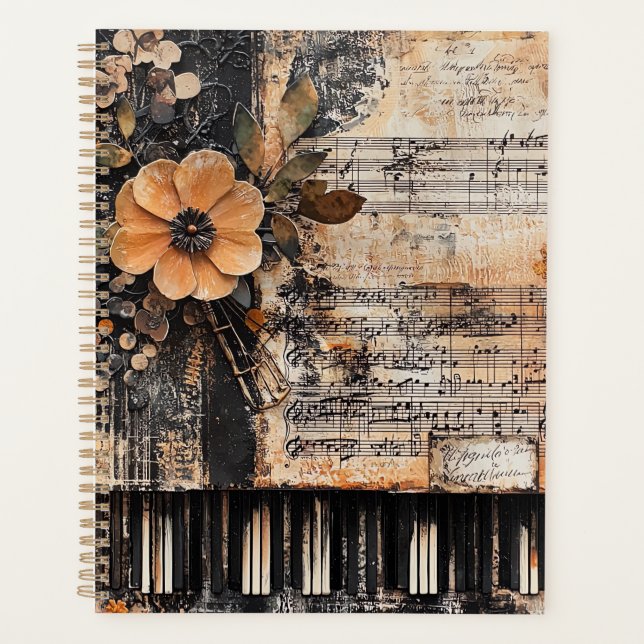 Floral avec touches de piano rustique et feuille d (Devant)