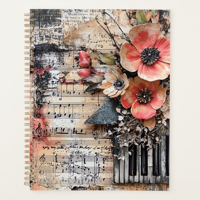 Floral avec touches de piano rustique et feuille d (Devant)