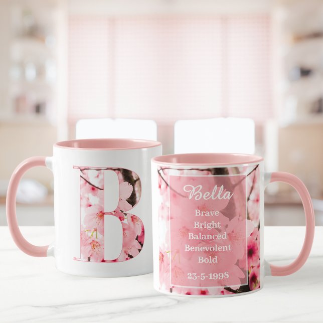 Floral B Initial Mug | Personalized Name & Traits (Créateur téléchargé)