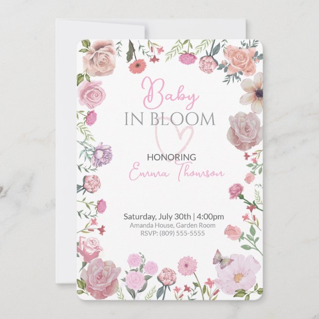Floral Baby Shower Invitation – Elegant Watercolor (Devant)