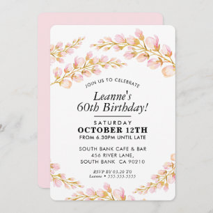 FLORAL BANTHDAY INVITATION élégant joli rose