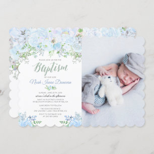 Floral Baptême Baptême Christening Invitation