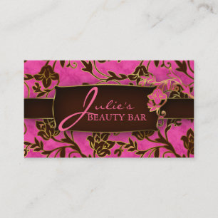 Floral Beauté Carte de visite Gold Trim Rose Brown