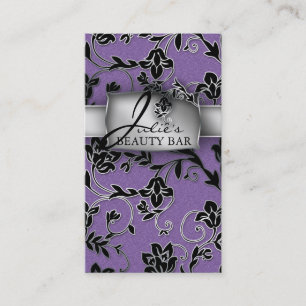 Floral Beauté Cartes de visite Argent Trim