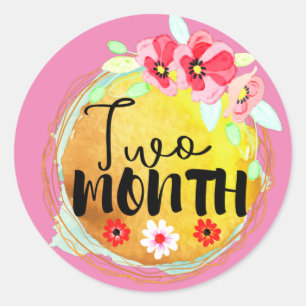 Floral Bébé de deux mois Étiquette de jalon