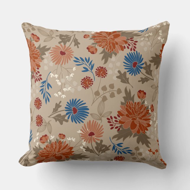 Floral beige/ Coussin crème (Recto)