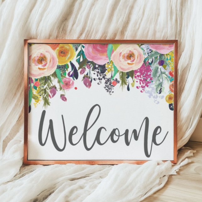 Floral Bienvenue Boho Bohemian Wall Art Poster (Créateur téléchargé)