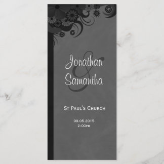 Floral Black and Grey Goth Programmes de mariage