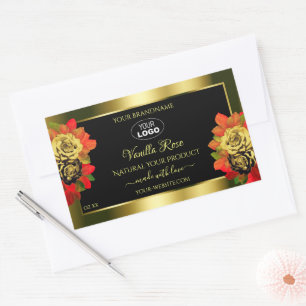 Floral Black Gold Shimmer Produit Étiquette Logo R