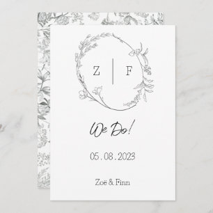 Floral Black & White Botanical Line Art Invitation