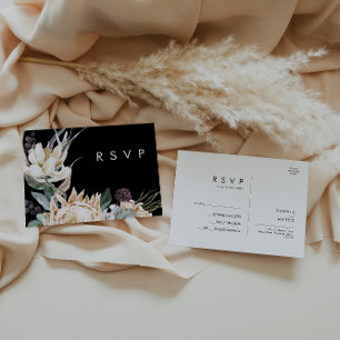 Floral blanc Carte postale RSVP Black Wedding