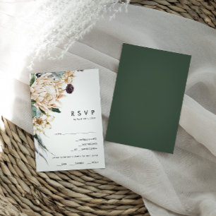 Floral blanc Carte RSVP de choix au menu Vert fo