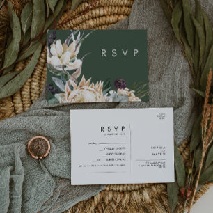 Floral blanc Carte RSVP Demande de Chanson Vert