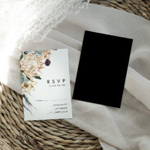 Floral blanc   Carte RSVP noire