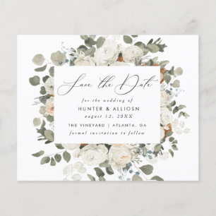 Floral blanc Enregistrer la date