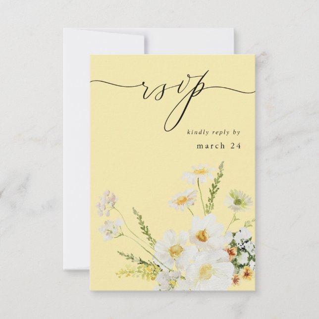 Floral blanc et jaune w Repas RSVP 2 Jaune (Devant)