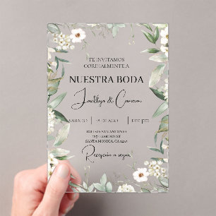 Floral blanc Faire-part de mariage espagnol