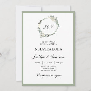 Floral blanc Faire-part de mariage espagnol