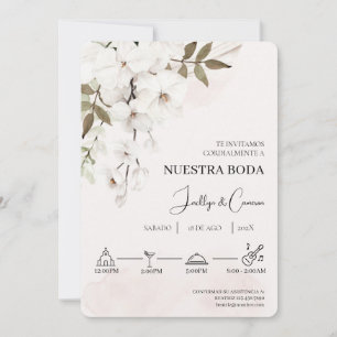 Floral blanc Faire-part de mariage espagnol